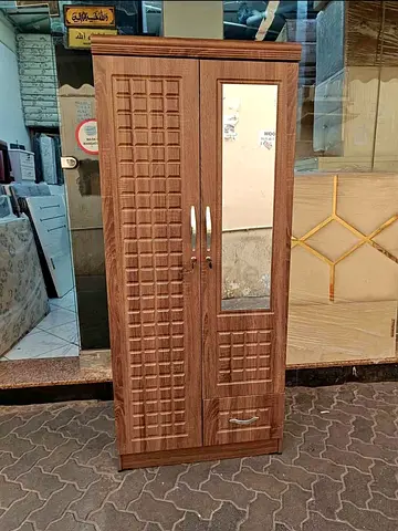 Stylish Wooden Wardrobe with Mirror and Modern Design
