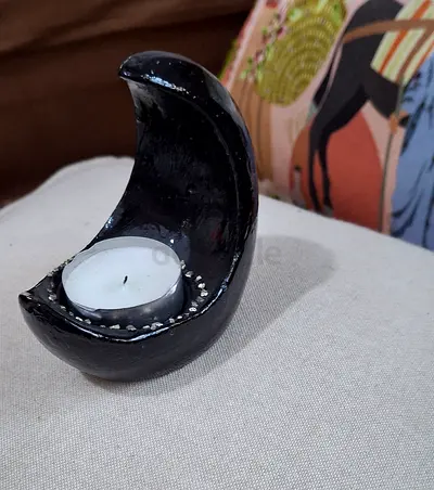 Handmade Crescent shape  It can be a candle holder or an incense burner