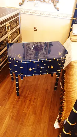 Elegant Blue Nightstand with Drawers