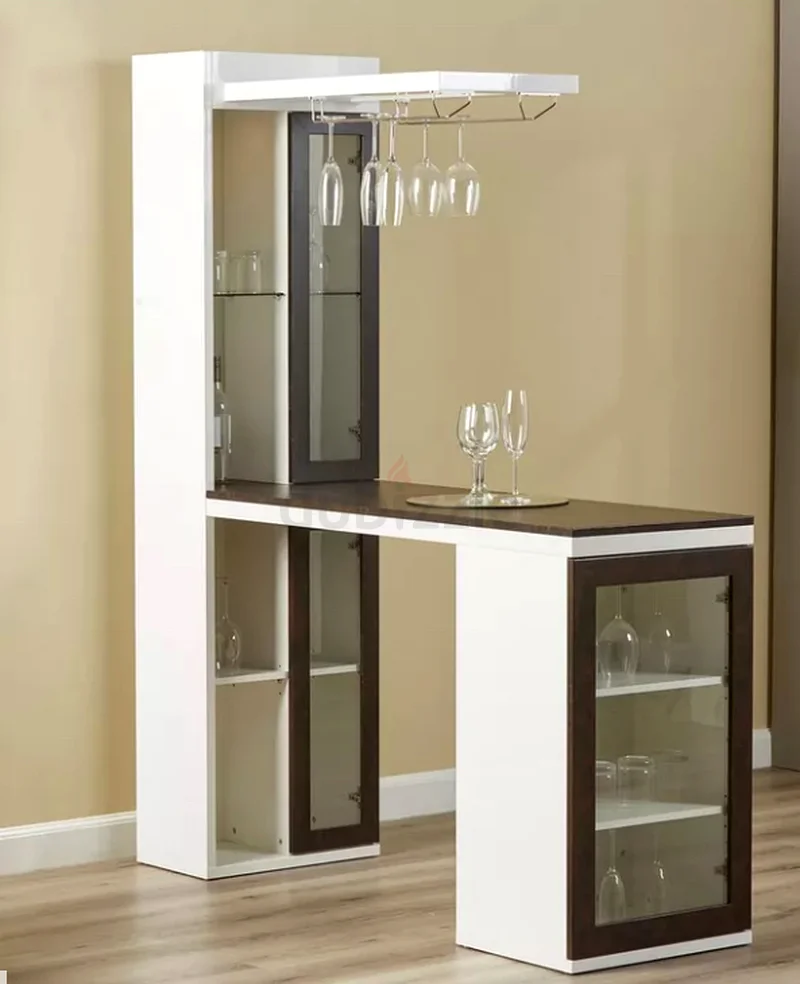 Sleek Modern Bar Table with Glass Storage632203227258901122