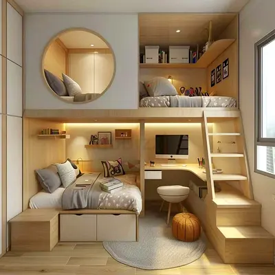 Classic bunk bed with study table