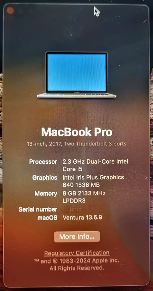Apple MacBook Pro 2017 (model A1807)63256077376003113