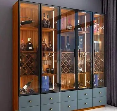Bar cabinet with aluminium glass doors