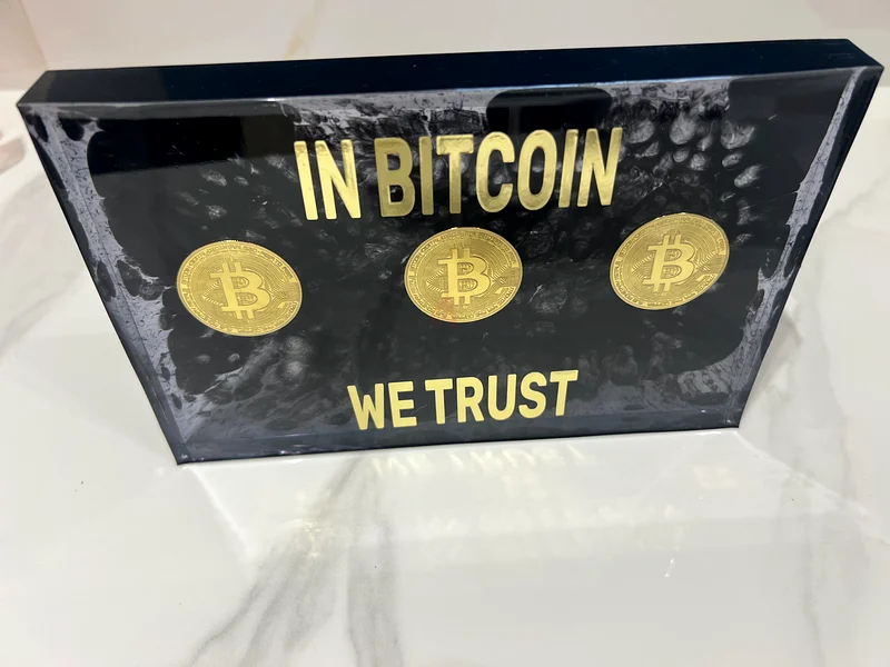 نثق في البيتكوين، الذهب الأسود، رف طاولة، ديكور جداري يدوي رائع، زينة فنية برسومات جرافيتي63176642661250111