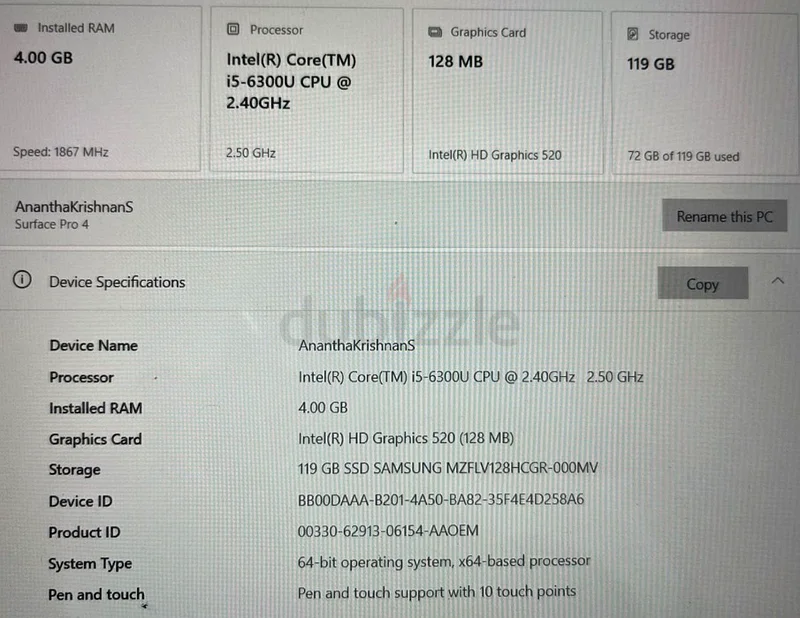 جهاز مايكروسوفت سيرفس برو (كمبيوتر محمول + لوحي)63257636127106111