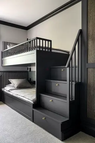 Modern bunk bed with stair
