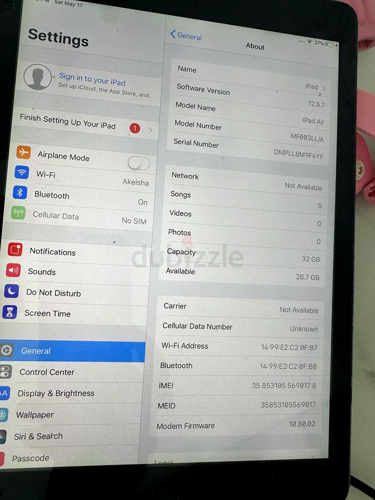 جهاز iPad Air بسعة 32 جيجابايت للبيع63214895591939112
