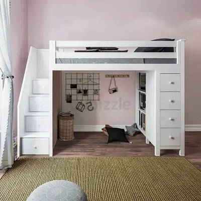 Custom-Made Stylish Loft Bed with Storage and Study Space