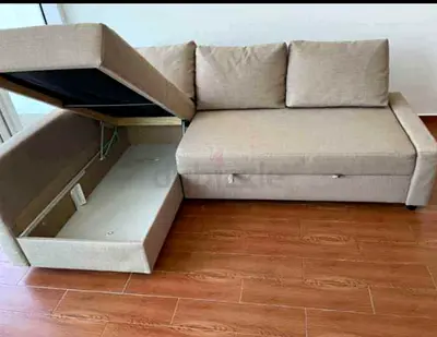 Beage colour ikea L shape sofa cum bed for sale
