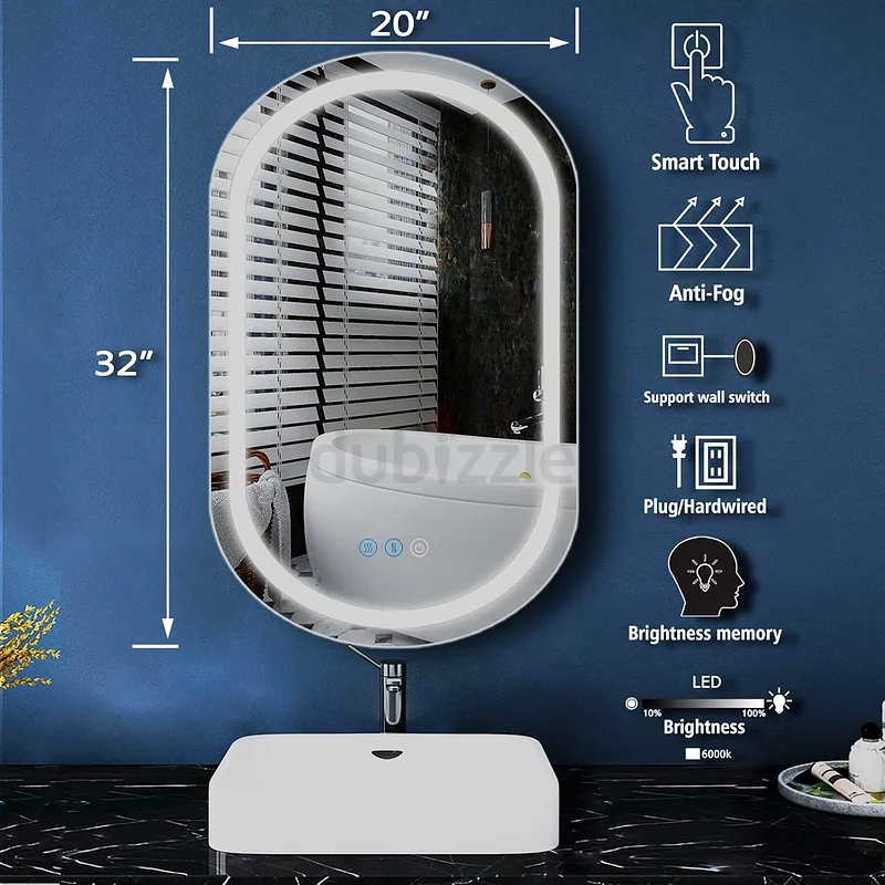 Oval Lighted LED Bathroom Mirror with Lights Dimmable 3 Color 32x20 Inch Oval Lighted Vanity Mirror63186272148610111