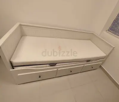 IKEA Hamnes Day bed with 3 storage drawers underneath and with 2 IKEA mattresses