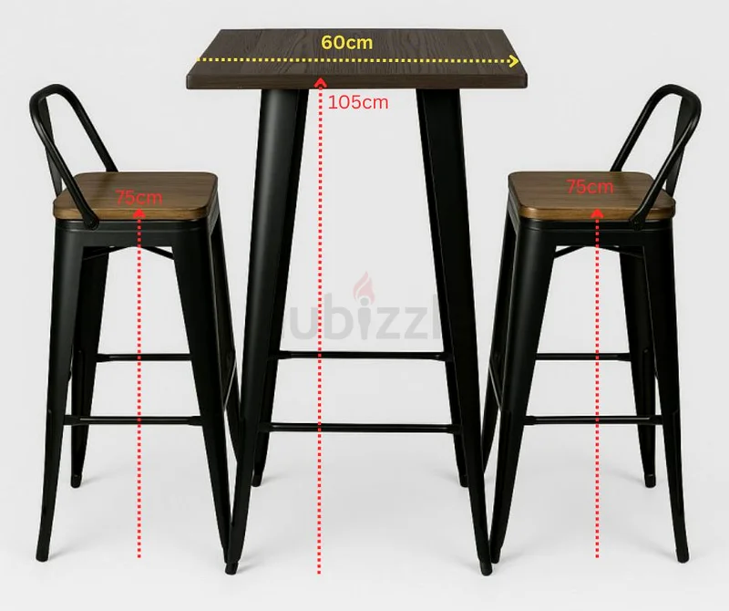 Stylish Bar Set – 2 Chairs + 1 High Table – Durable  Color Coated, Only 580 AED!63221348893826111
