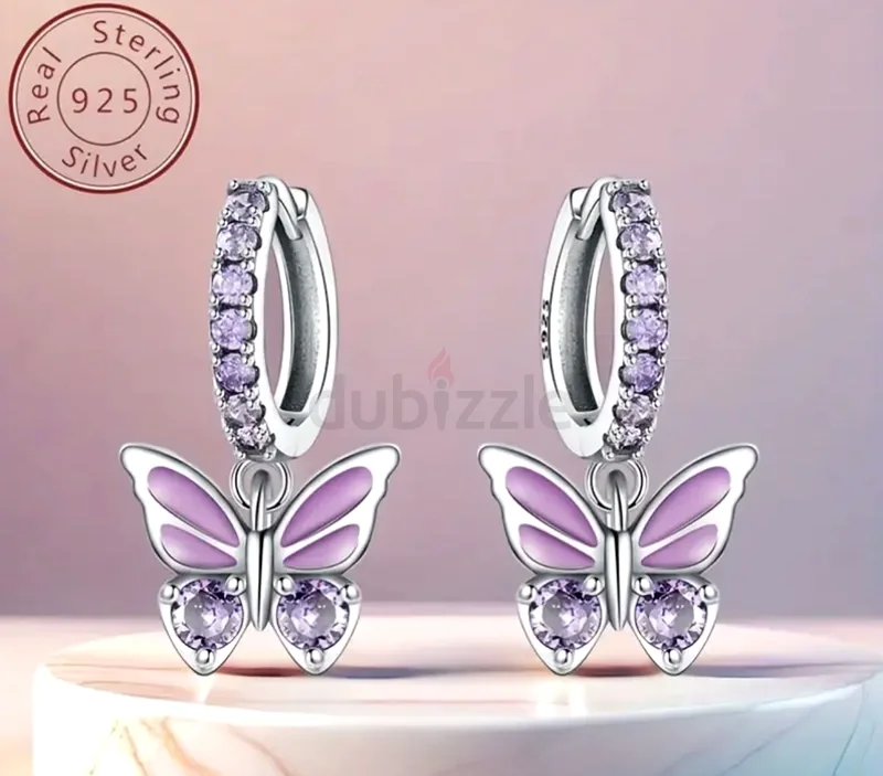Charming Butterfly Earrings with Purple silver63233130462339113