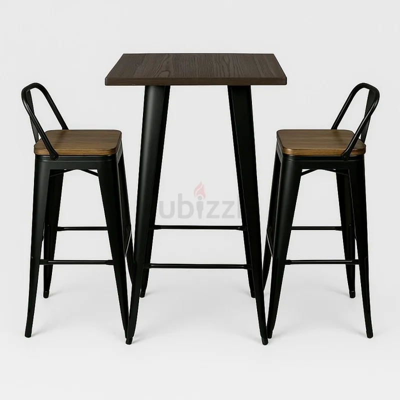 Stylish Bar Set – 2 Chairs + 1 High Table – Durable  Color Coated, Only 580 AED!63221348893826112
