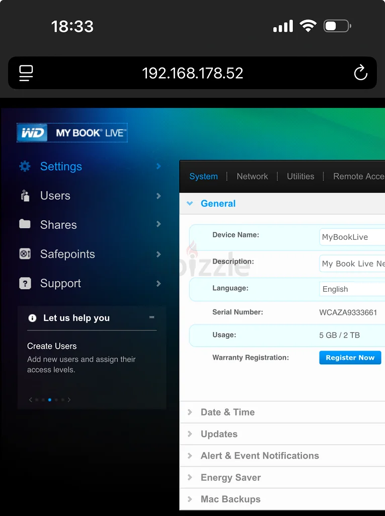 WD My Book Live 2TB – Network Storage63167114716033114