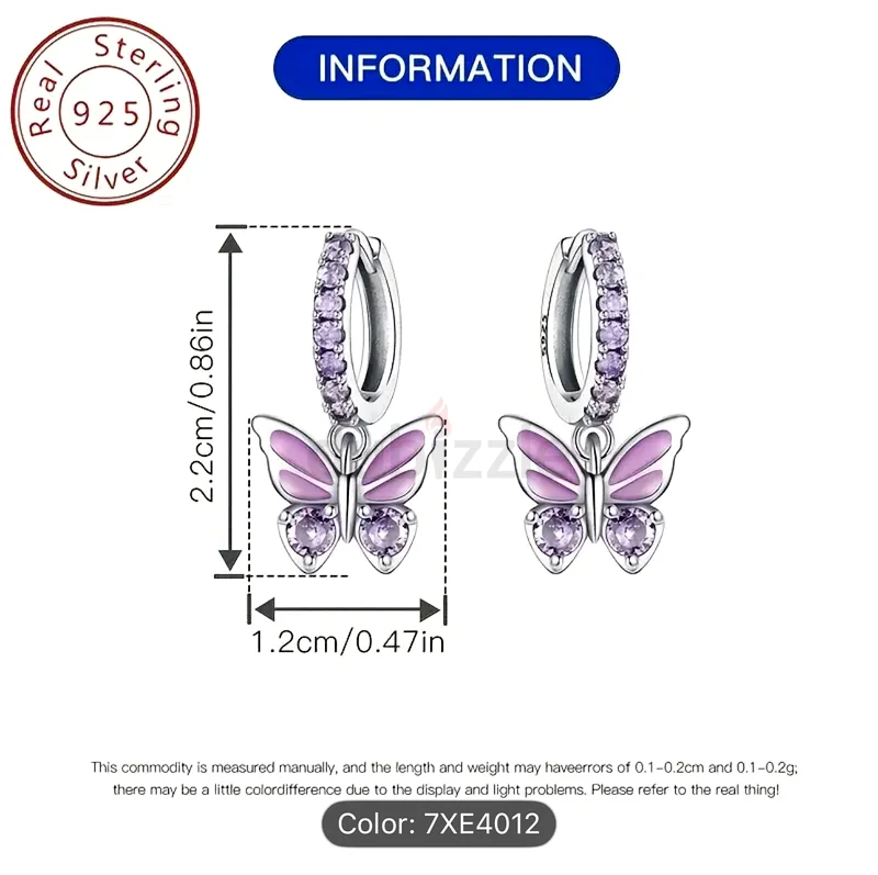 Charming Butterfly Earrings with Purple silver63233130462339111