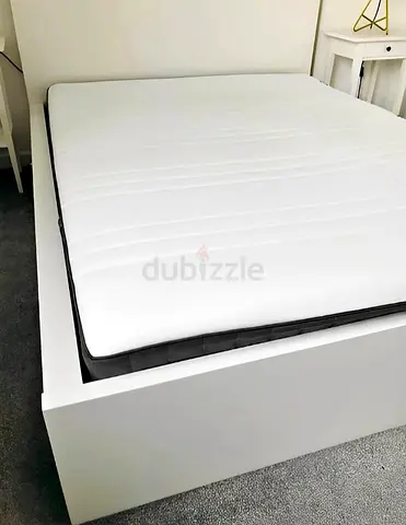 IKEA malm queen size 160 x 200 bed with mattress and 2 storage drawers for sale