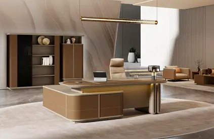 Executive modern L shape table all in leather 260cm