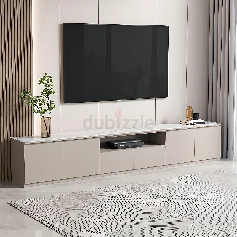 Gray Wooden TV Stand with Shelf, 2 Drawers, 2 Cabinets, Cable Management, and Open-air Storage63180833238017111