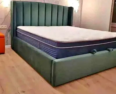 Stylish Green Upholstered Bed Frame with Mattress