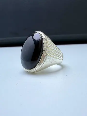 خاتم بحجر عقيق يماني شفة العبد طبيعي