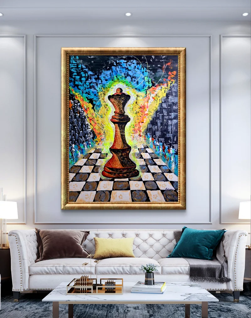 Vibrant Chess Queen Art - A Stunning Statement Piece!(120 x 90)cm63177129377153112
