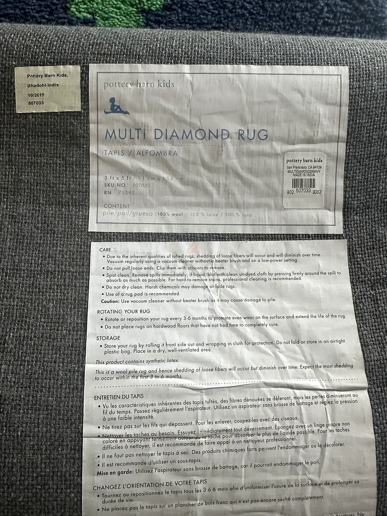 Pottery Barn Kids blue wool rug diamond modern carpet63216837188995112
