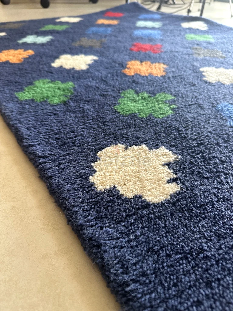 Pottery Barn Kids blue wool rug diamond modern carpet63216837188995111