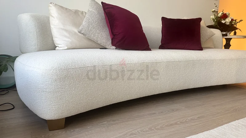 Stylish Curved Sofa with Cushions - 2.36m62863822539522114