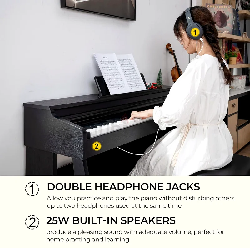 Digital Piano with Stool - 88 Keys Weighted Hammer Action63227279597313114