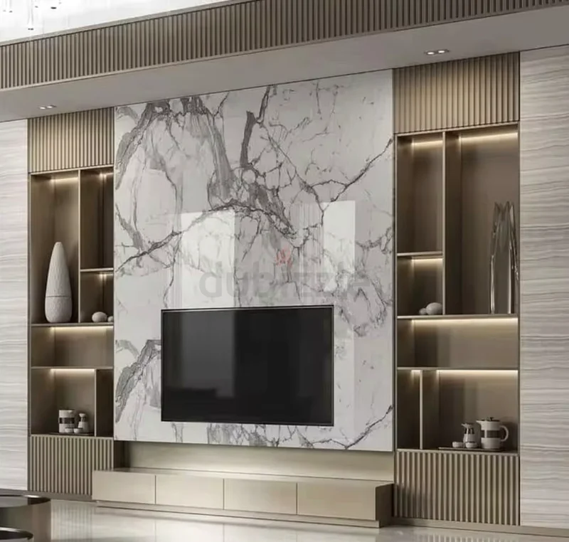 Elegant Modern Entertainment Center with Marble Finish63217824839298110