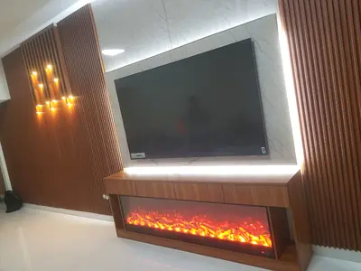 Tv unit with fire box