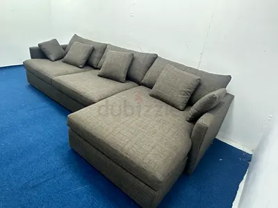 Cratebarrel brown color lshape sofa