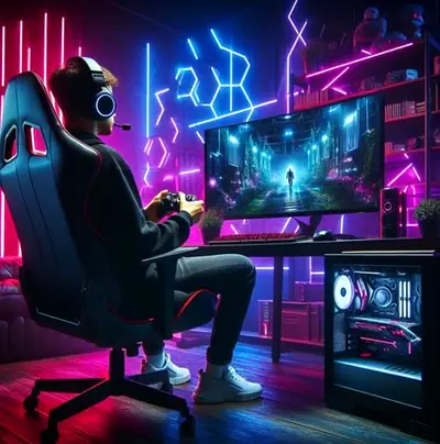Large Heavy Duty Red Black Ultimate Gaming Experience Chair with Stylish Setup