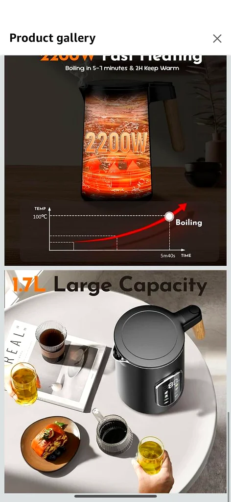Electric Kettle 1.7 liter, Digital Display, Temperature Control, Boil Dry Protection, Automatic Shut63252434822659113