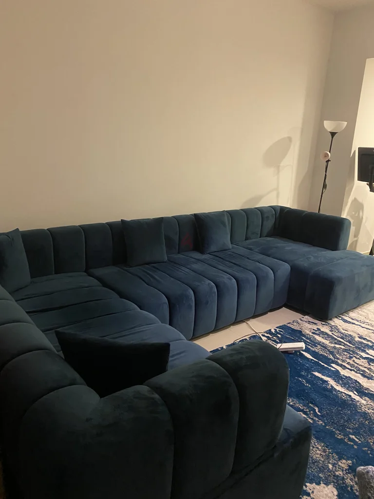 L Shaped Sofa - Blue Velvet62863822689282112