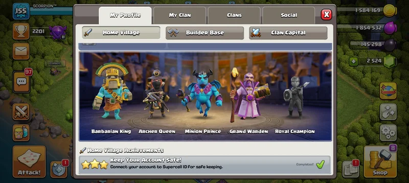 Clash of Clans account town hall 12 fully max and have more than 2,500 gems, used properly63175277288961114