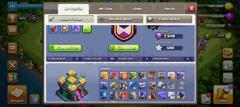 Clash of Clans account town hall 14 fully max and have more than 600 gems, used properly63174331961731111