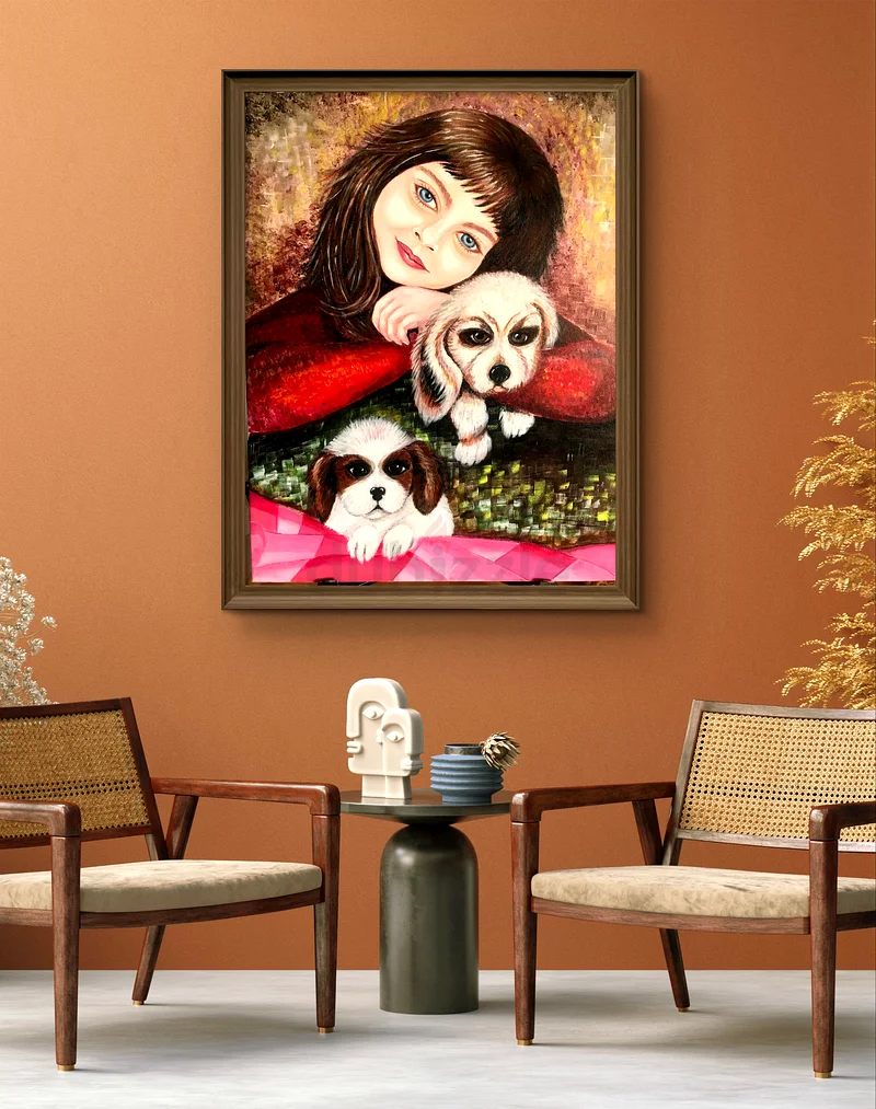 Innocent Childhood,50*70 cm acrylic painting63177129409922111