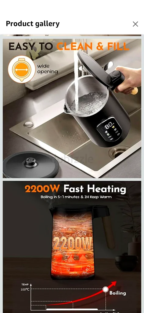Electric Kettle 1.7 liter, Digital Display, Temperature Control, Boil Dry Protection, Automatic Shut63252434822659112