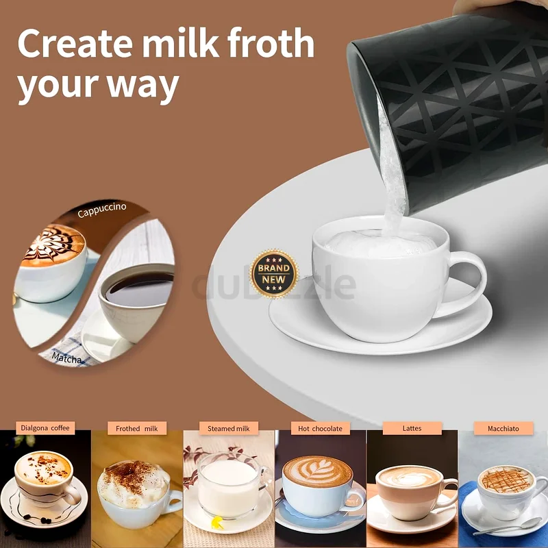 2026 - TERRIFI 4-in-1 Frother with Stainless Steel, 8.1 oz/240 ml Silent Electric Milk Steamer63253476350211113