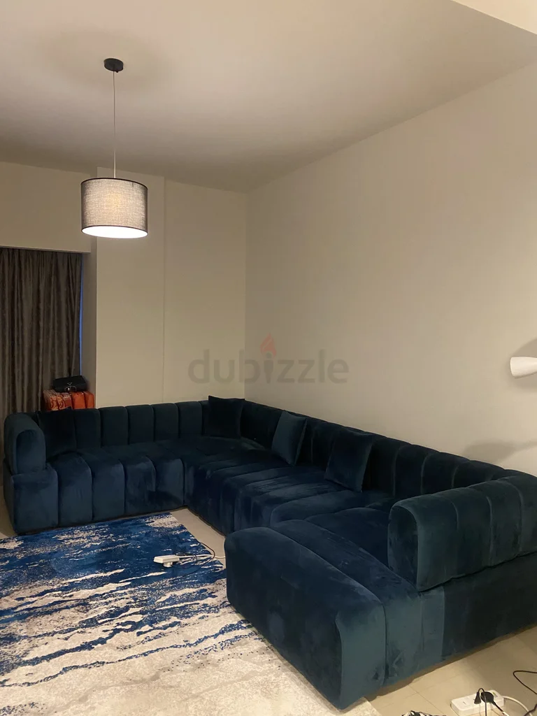 L Shaped Sofa - Blue Velvet628638226892821113