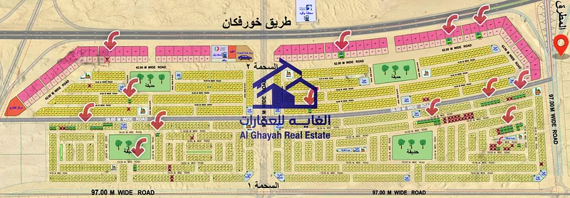 Residential lands for sale in Al Sahma area, Sharjah, near Al Suyoh (distinctive location)62863770337281111
