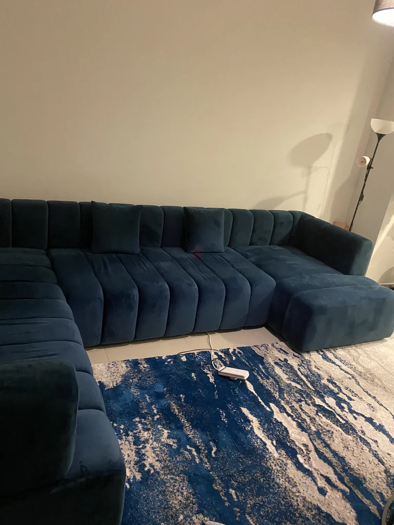 L Shaped Sofa - Blue Velvet62863822689282111
