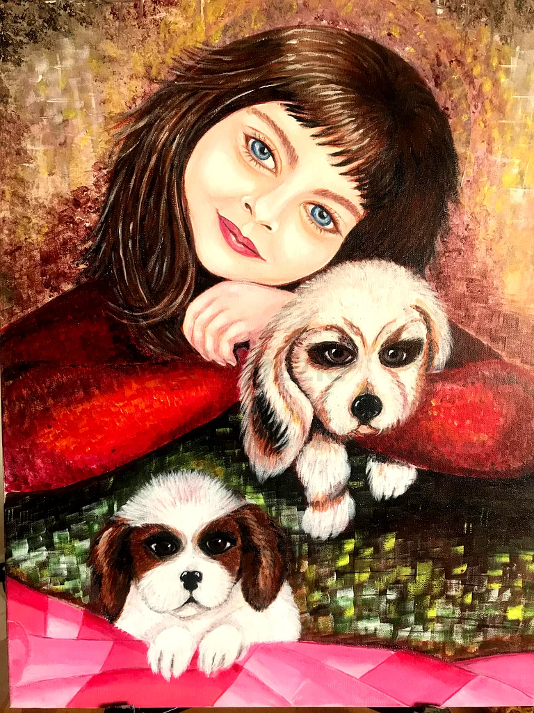 Innocent Childhood,50*70 cm acrylic painting63177129409922112