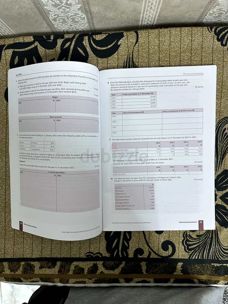 محاسبة AS/مستوى A دفتر عمل كامبريدج63226278679042112