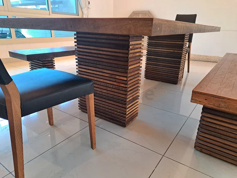 CRATE AND BARREL RECLAIMED SOLID WOOD DINING SET62863821649154112