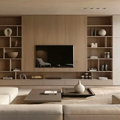 Modern Minimalist TV Unit with Elegant Shelving