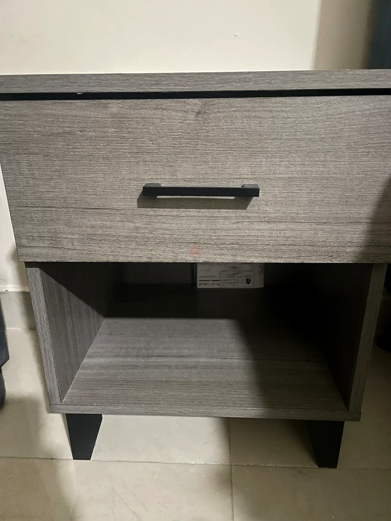Modern Gray Nightstand with Storage63218315755778112