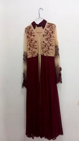 Elegant Burgundy Evening Dress with Intricate Embroidery